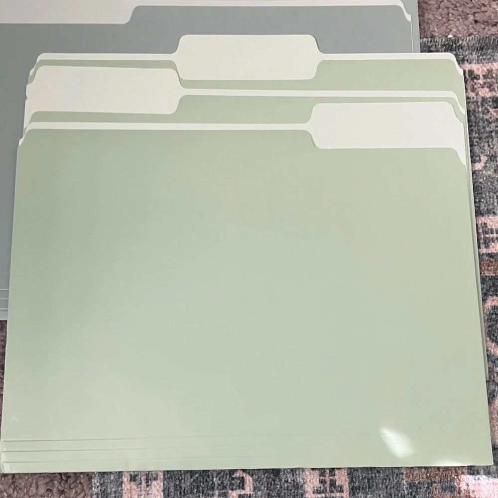 Set of two tone Green File Folders